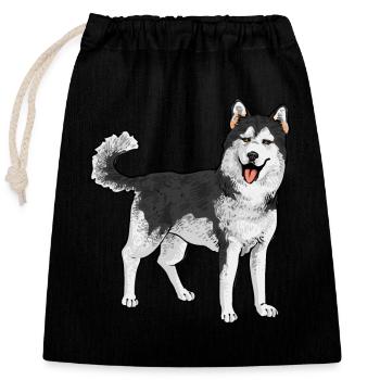 Alaskan Malamute Hund - Verschließbarer Geschenkbeutel aus Baumwolle (25x30cm) - Schwarz - Vorne