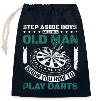 Let this old man show you how to play darts - Verschließbarer Geschenkbeutel aus Baumwolle (25x30cm) - Navy - Vorne