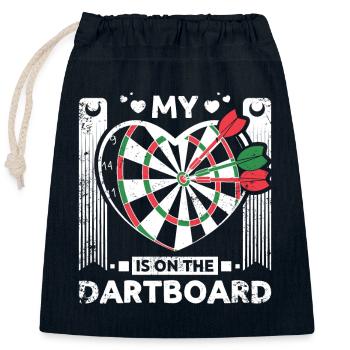 My heart is on the dartboard - Verschließbarer Geschenkbeutel aus Baumwolle (25x30cm) - Navy - Vorne