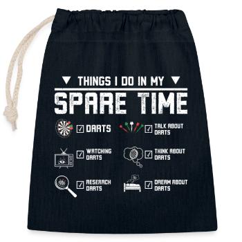 Things I do in my spare time playing darts - Verschließbarer Geschenkbeutel aus Baumwolle (25x30cm) - Navy - Vorne