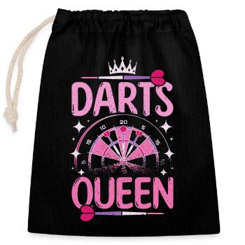 Darts queen - Verschließbarer Geschenkbeutel aus Baumwolle (25x30cm) - Schwarz - Vorne