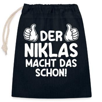 Niklas - Verschließbarer Geschenkbeutel aus Baumwolle (25x30cm) - Navy - Vorne