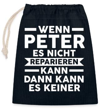 Peter - Verschließbarer Geschenkbeutel aus Baumwolle (25x30cm) - Navy - Vorne