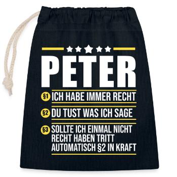Peter - Verschließbarer Geschenkbeutel aus Baumwolle (25x30cm) - Navy - Vorne