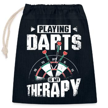 Dart spielen ist meine Therapie - Verschließbarer Geschenkbeutel aus Baumwolle (25x30cm) - Navy - Vorne