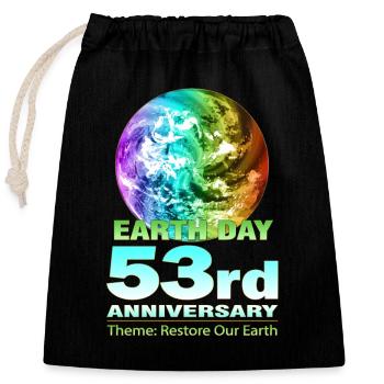 Éco-conscience - Jour de la Terre 2023 - Sac cadeau en coton avec cordon (25 x 30 cm) - noir - Devant