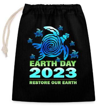 April Earth Day Bewusstsein - Verschließbarer Geschenkbeutel aus Baumwolle (25x30cm) - Schwarz - Vorne