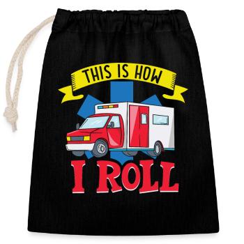 Paramedic First Responder Ambulance Driver - Closable cotton gift bag (25x30cm) - black - Front