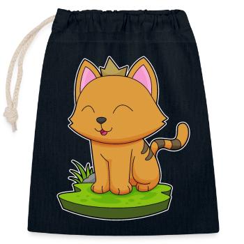 Couronne de chat - Sac cadeau en coton avec cordon (25 x 30 cm) - bleu marine - Devant