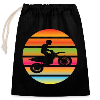 Motorrad Motorcross Motorradfahrer Motorradfan - Verschließbarer Geschenkbeutel aus Baumwolle (25x30cm) - Schwarz - Vorne