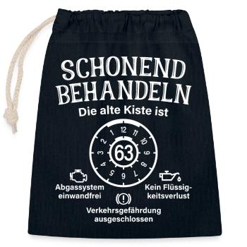 63. Geburtstag Schonend Behandeln Alte Kiste 63 - Verschließbarer Geschenkbeutel aus Baumwolle (25x30cm) - Navy - Vorne