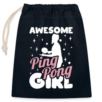 Tennis de table filles - Sac cadeau en coton avec cordon (25 x 30 cm) - bleu marine - Devant