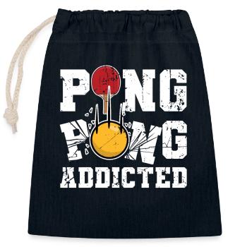 Lustiger Ping Pong Spruch - Verschließbarer Geschenkbeutel aus Baumwolle (25x30cm) - Navy - Vorne