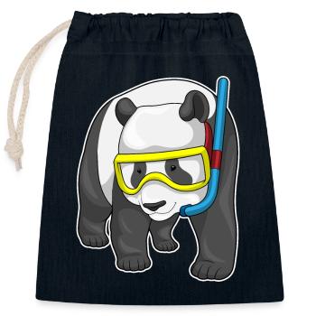 Panda Taucher Schnorchel Tauchen - Verschließbarer Geschenkbeutel aus Baumwolle (25x30cm) - Navy - Vorne