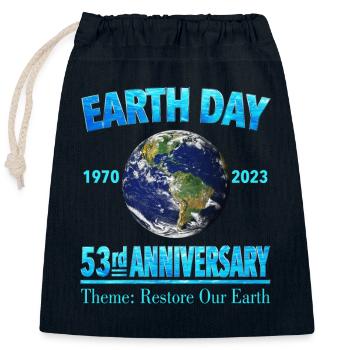 53. Jahrestag der Erde - Tag der Erde 2023 - Verschließbarer Geschenkbeutel aus Baumwolle (25x30cm) - Navy - Vorne