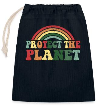 Protect the Planet - Vintage Classic Earth Day - Closable cotton gift bag (25x30cm) - navy - Front