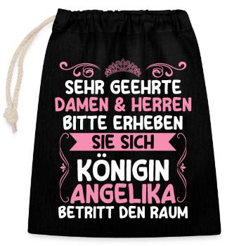 Angelika - Verschließbarer Geschenkbeutel aus Baumwolle (25x30cm) - Schwarz - Vorne