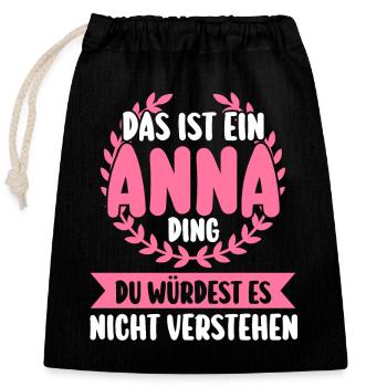 Anna - Verschließbarer Geschenkbeutel aus Baumwolle (25x30cm) - Schwarz - Vorne