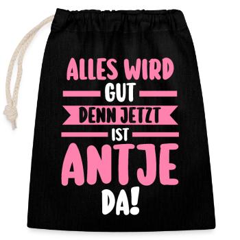 Antje - Verschließbarer Geschenkbeutel aus Baumwolle (25x30cm) - Schwarz - Vorne