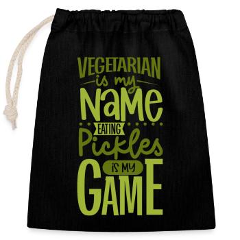Eating pickles is my game - Gurken - Verschließbarer Geschenkbeutel aus Baumwolle (25x30cm) - Schwarz - Vorne