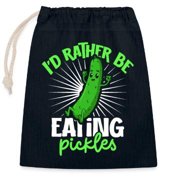 I'd rather be eating pickles - Gurke - Verschließbarer Geschenkbeutel aus Baumwolle (25x30cm) - Navy - Vorne