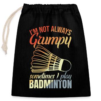Mürrischer Badmintonspieler - Verschließbarer Geschenkbeutel aus Baumwolle (25x30cm) - Schwarz - Vorne