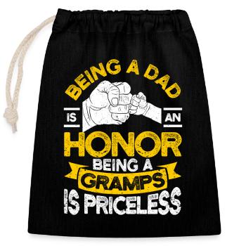 Être papa est un honneur d’être grand-père - Sac cadeau en coton avec cordon (25 x 30 cm) - noir - Devant