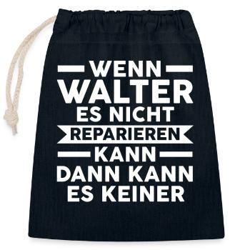 Walter - Verschließbarer Geschenkbeutel aus Baumwolle (25x30cm) - Navy - Vorne