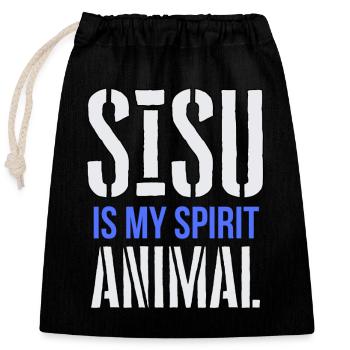 Sisu est mon animal d’âme - Sac cadeau en coton avec cordon (25 x 30 cm) - noir - Devant