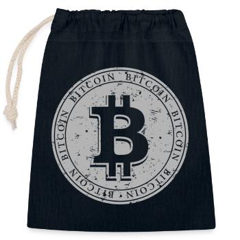 Crypto Classic: Bold Gray Bitcoin Coin - Sac cadeau en coton avec cordon (25 x 30 cm) - bleu marine - Devant