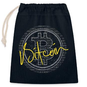 The Digital Revolution: Bitcoin Stamp - Sac cadeau en coton avec cordon (25 x 30 cm) - bleu marine - Devant