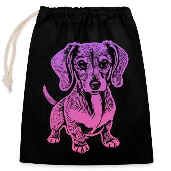 Teckel, mon fidèle compagnon - chiot - Sac cadeau en coton avec cordon (25 x 30 cm) - noir - Devant