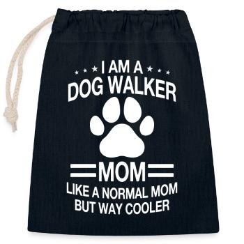 Funny dog walker for mom - Closable cotton gift bag (25x30cm) - navy - Front