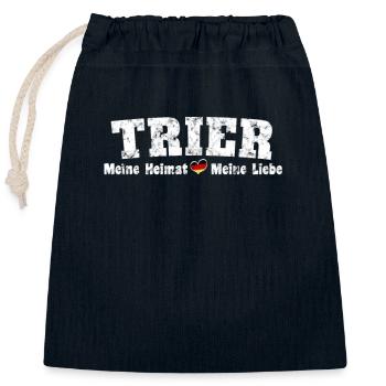 Trèves Ma maison Mon cher Coeur - Sac cadeau en coton avec cordon (25 x 30 cm) - bleu marine - Devant