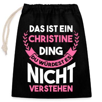Christine - Verschließbarer Geschenkbeutel aus Baumwolle (25x30cm) - Schwarz - Vorne