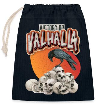 Gothic Skull Totenkopf Rabenvogel, Krähen Valhalla - Verschließbarer Geschenkbeutel aus Baumwolle (25x30cm) - Navy - Vorne