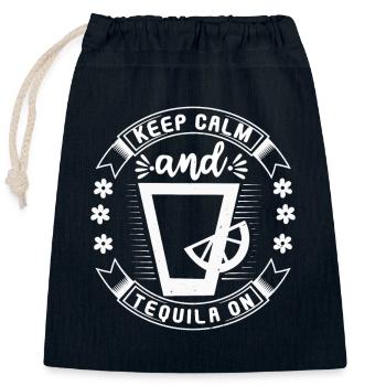 RUHE BEWAHREN UND TEQUILA AN - Verschließbarer Geschenkbeutel aus Baumwolle (25x30cm) - Navy - Vorne