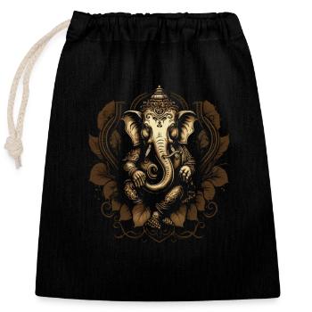 Ganesh Hindu Ganesha Elephant Spiritual - Closable cotton gift bag (25x30cm) - black - Front