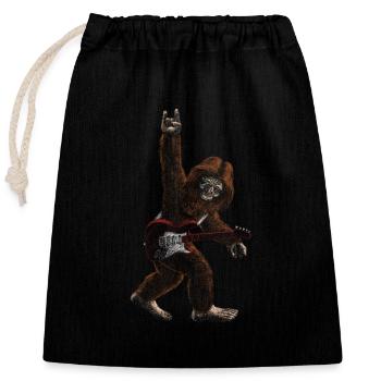 Bigfoot joue de la guitare Sasquatch - Sac cadeau en coton avec cordon (25 x 30 cm) - noir - Devant
