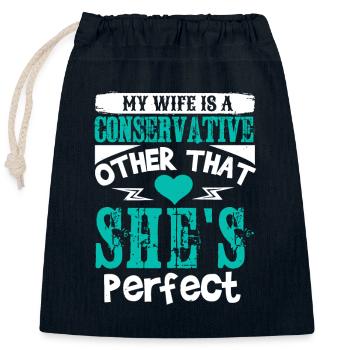 CONSERVATEUR AUTRE QU’ELLE EST PARFAITE - Sac cadeau en coton avec cordon (25 x 30 cm) - bleu marine - Devant