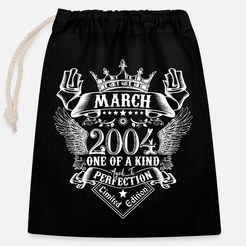 March 2004 anniversary March 2004 March - Closable cotton gift bag (25x30cm) - black