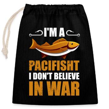 Zander Pike Fishing Anglers - Closable cotton gift bag (25x30cm) - black - Front