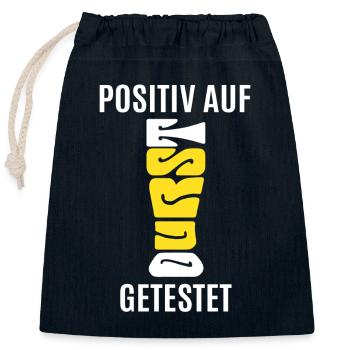 Positiv auf Durst getestet - Bier trinken - Spruch - Verschließbarer Geschenkbeutel aus Baumwolle (25x30cm) - Navy - Vorne