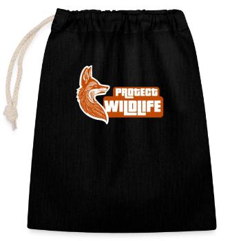 Protect wildlife - Closable cotton gift bag (25x30cm) - black - Front