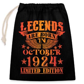 Anniversaire Octobre 1924 Edition Limitée Millésime - Sac cadeau en coton avec cordon (25 x 30 cm) - noir - Devant