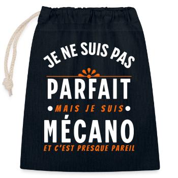 Mécanicien cadeau pour Garagiste Bricoleur Rigolo - Sac cadeau en coton avec cordon (25 x 30 cm) - bleu marine - Devant
