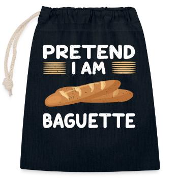 Baguette Liebhaber - Verschließbarer Geschenkbeutel aus Baumwolle (25x30cm) - Navy - Vorne