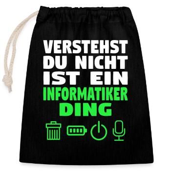 Informatik Computer Programmierer Entwickler Coder - Verschließbarer Geschenkbeutel aus Baumwolle (25x30cm) - Schwarz - Vorne