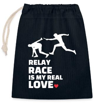 I love relay races - Closable cotton gift bag (25x30cm) - navy - Front