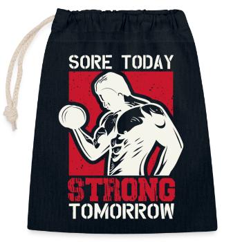 Strong tomorrow - Closable cotton gift bag (25x30cm) - navy - Front